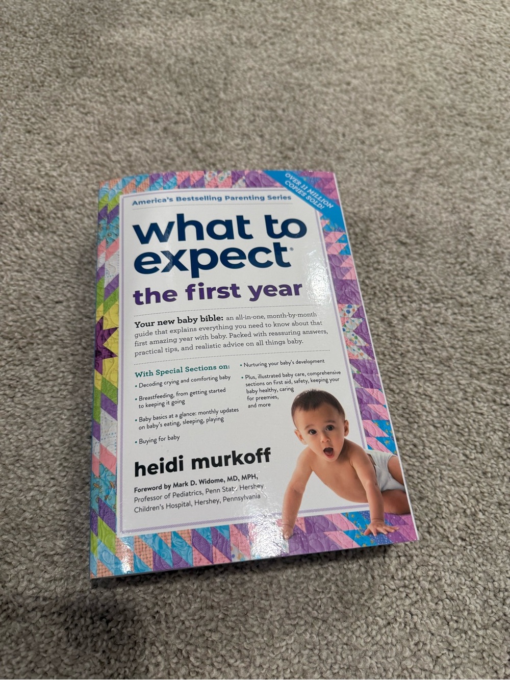 What to Expect the First Year by Heidi Murkoff - White & Purple Cover